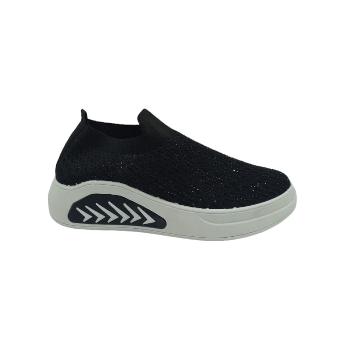 HERIEL - Zapatilla Negra Brillos Textil Mujer