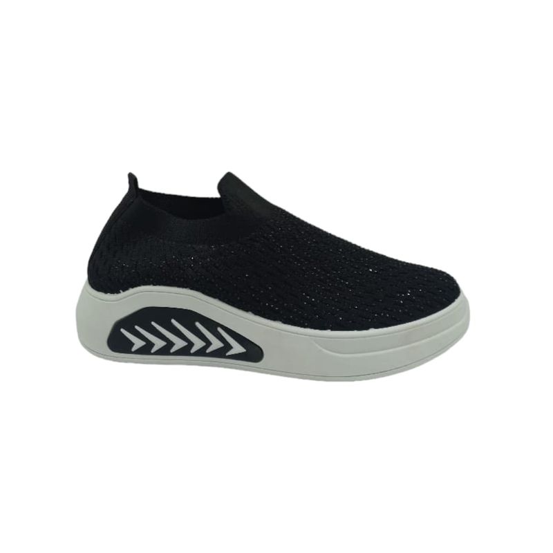 HERIEL - Zapatilla Negra Brillos Textil Mujer