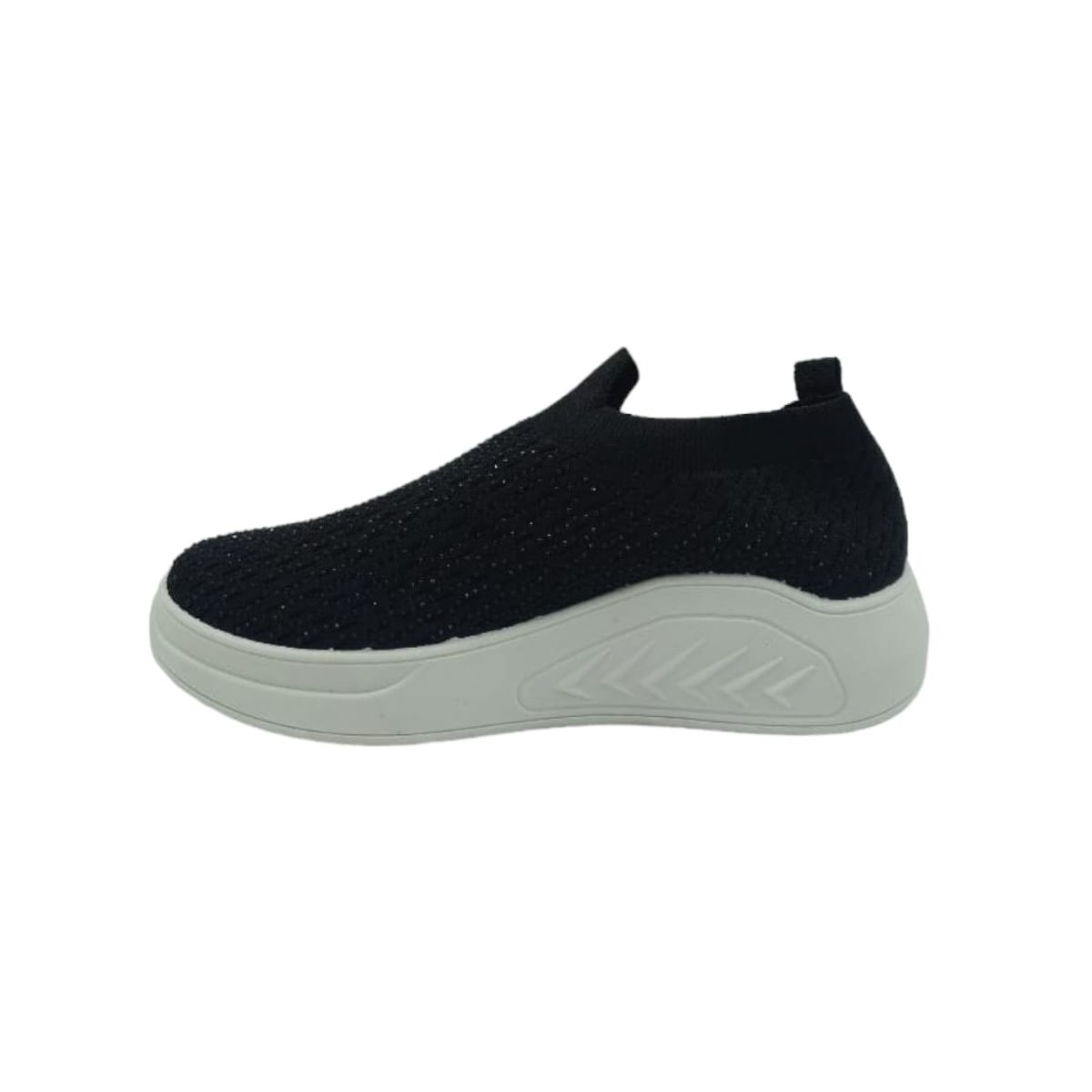 HERIEL - Zapatilla Negra Brillos Textil Mujer