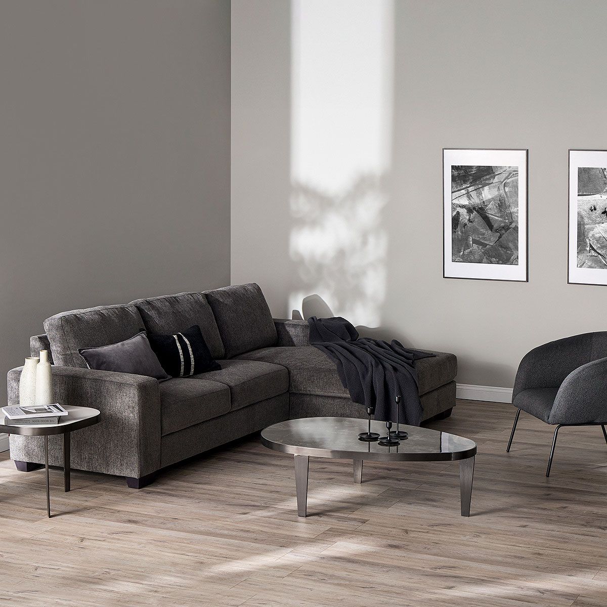 ROSEN - Sofá Seccional Sullivan Derecho Tela Gris