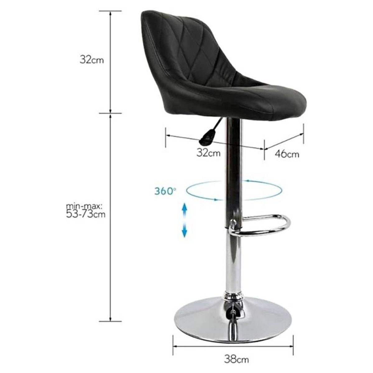 GENERICO - Silla Bar Ajustable Giratoria con Reposapiés
