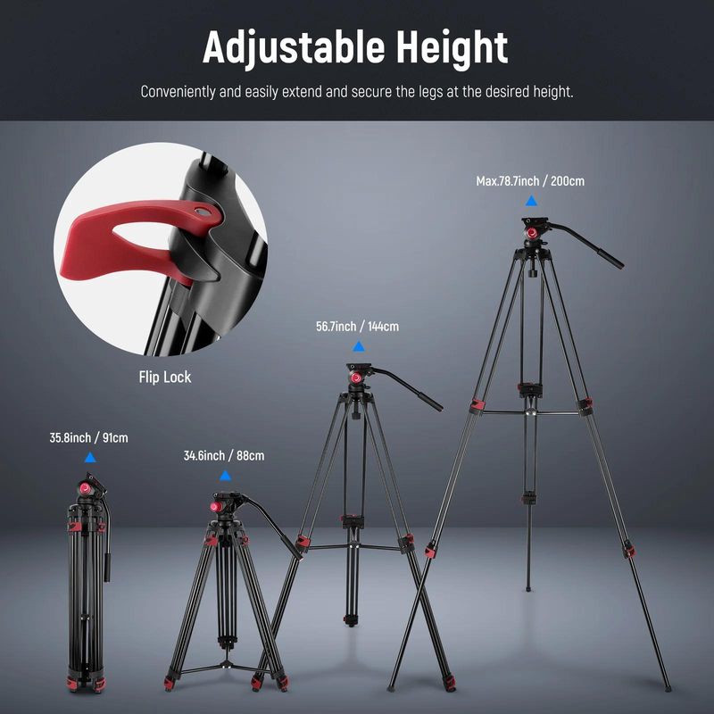 NEEWER - Trípode Video Neewer TP-M200 200 cm con Cabezal Fluido