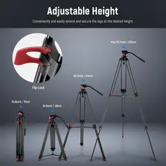 NEEWER - Trípode Video TP-M200 200 cm con Cabezal Fluido