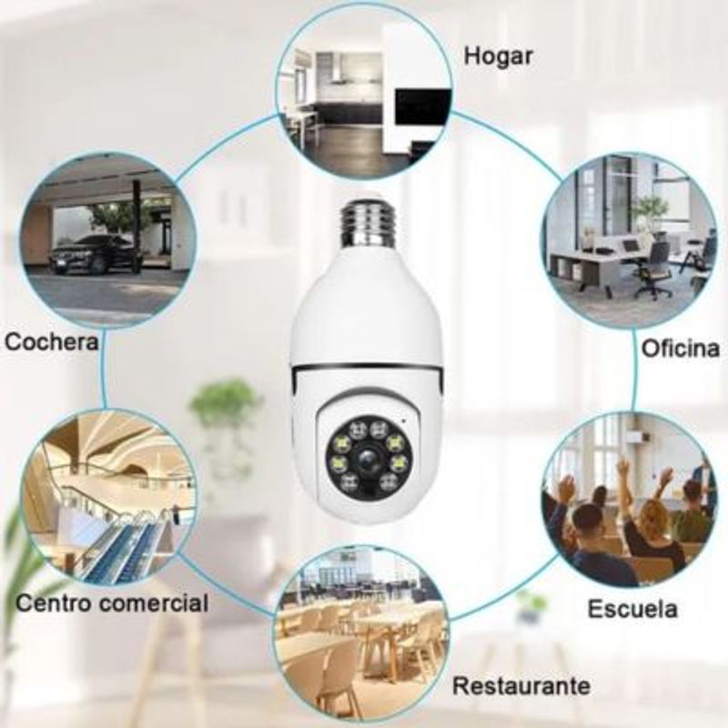 GENERICO - Cámara de Seguridad WiFi Tipo Foco PTZ Socket HD Interior