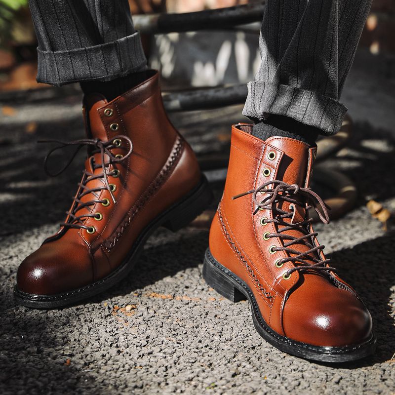 BLWOENS - Zapatos Botas de Martín para Hombre - Café