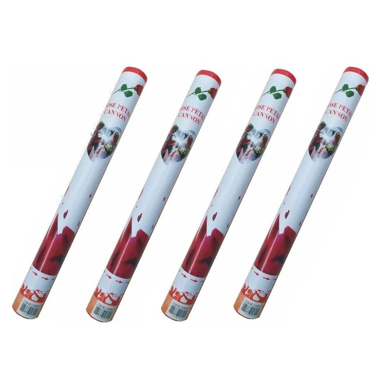 GENERICO - Pack 4 Lanza Confeti Pétalos De Rosa San Valentín 50 Cm