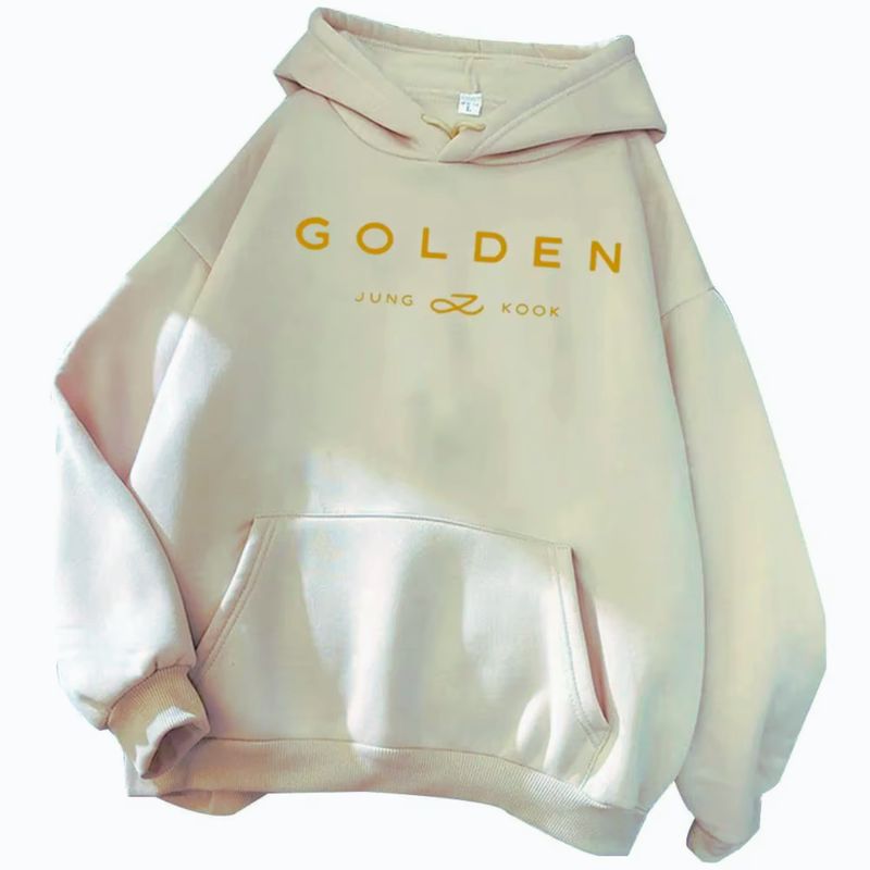 GENERICO - Poleron 100% Algodon Jungkook Golden Bts Army BEIGE M