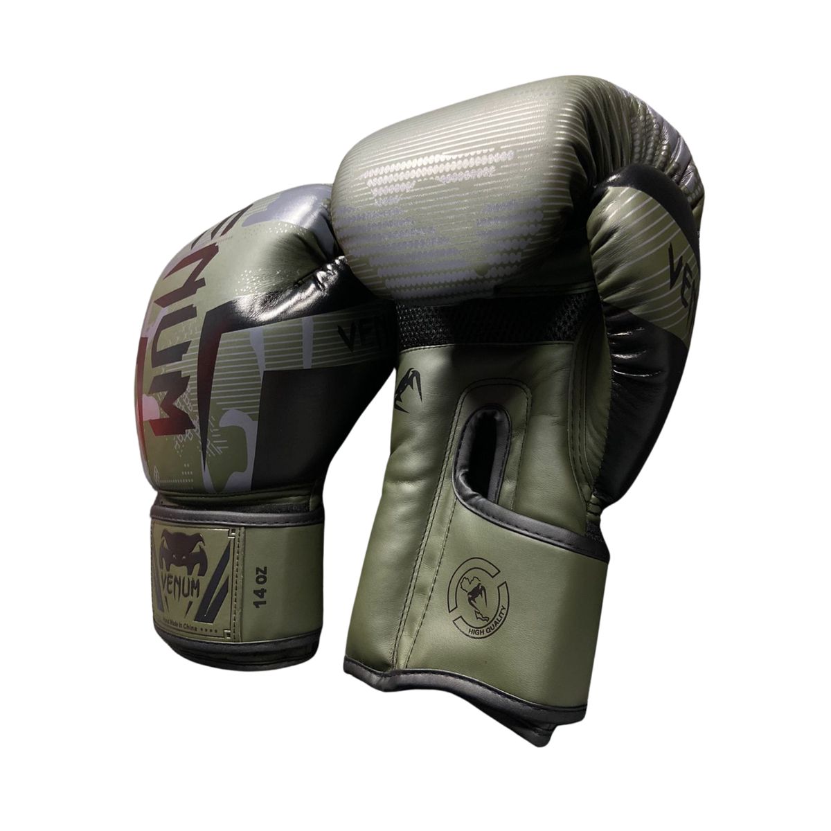 VENUM - GUANTES DE BOXEO MUAY THAI VENUM ELITE EVO KHAKI CAMO 12 OZ