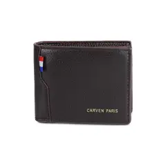 CARVEN - Billetera de hombre Matt café oscuro Paris