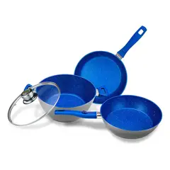 GENERICO - Flavorstone Batería Cocina Set 4p Antiadherente Zafiro Azul