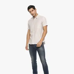EDWINAYY - Camisa De Algodón Y Lino De Manga Corta Color Liso