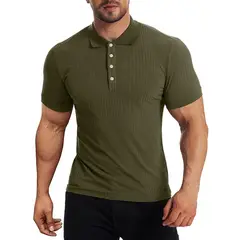 EDWINAYY - Poleras Hombre Liso Piqué Manga Corta Rayas Verticales