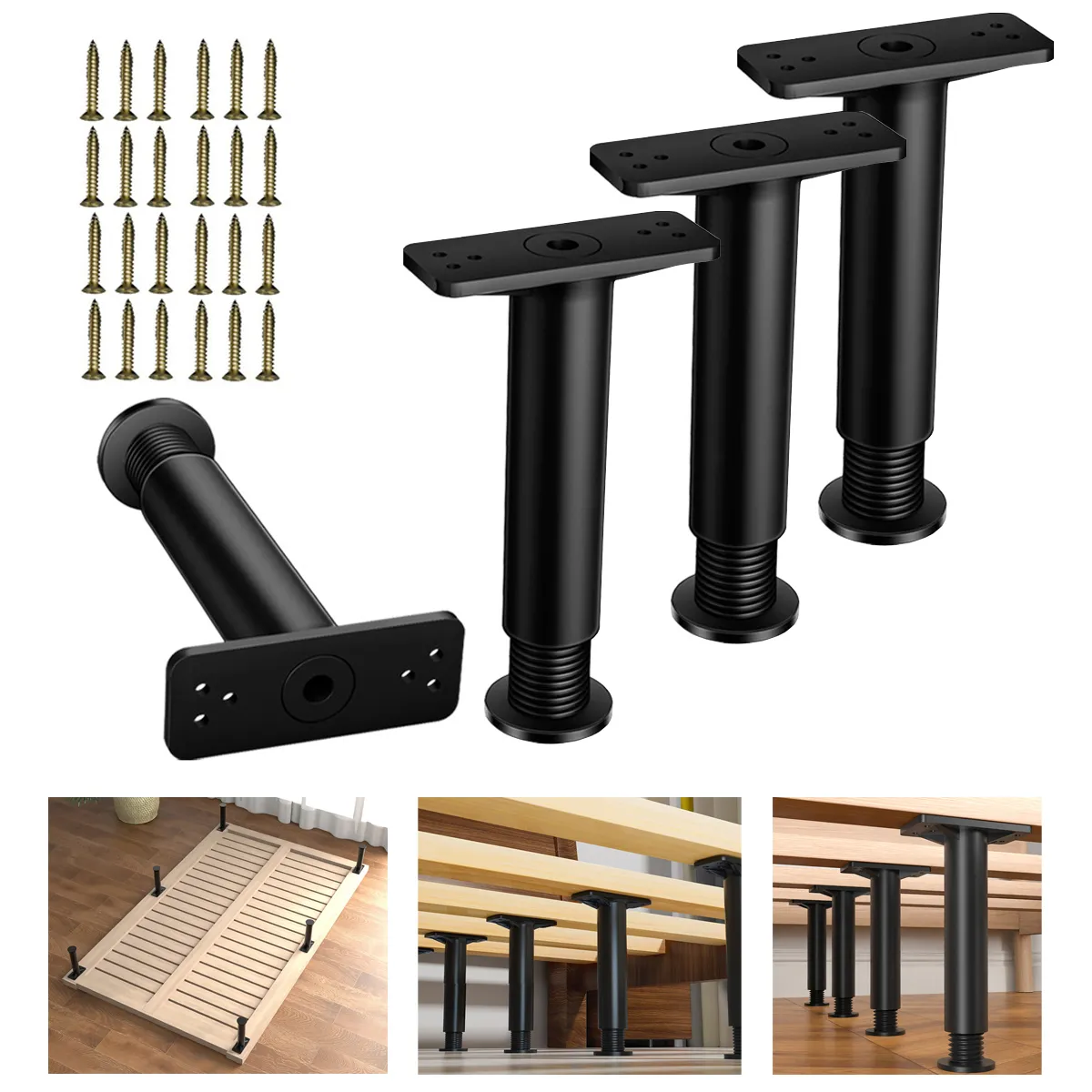 EDWINAYY - Pack 4 Patas Metálicas Para Muebles Ajustable 15-25cm Alto