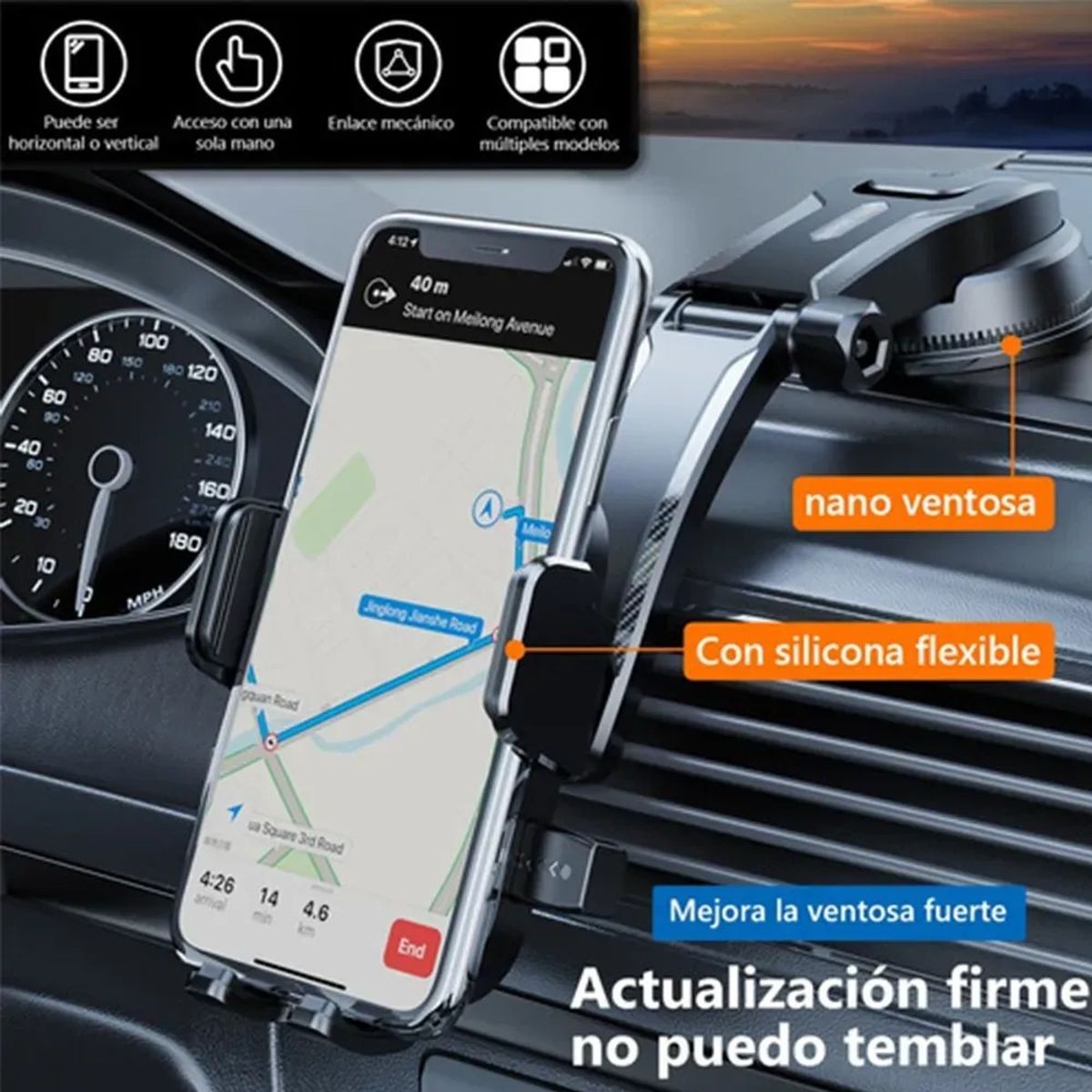 KUANGYE - Soporte Para Teléfono Para Cochesoporte Porta Celular 360º