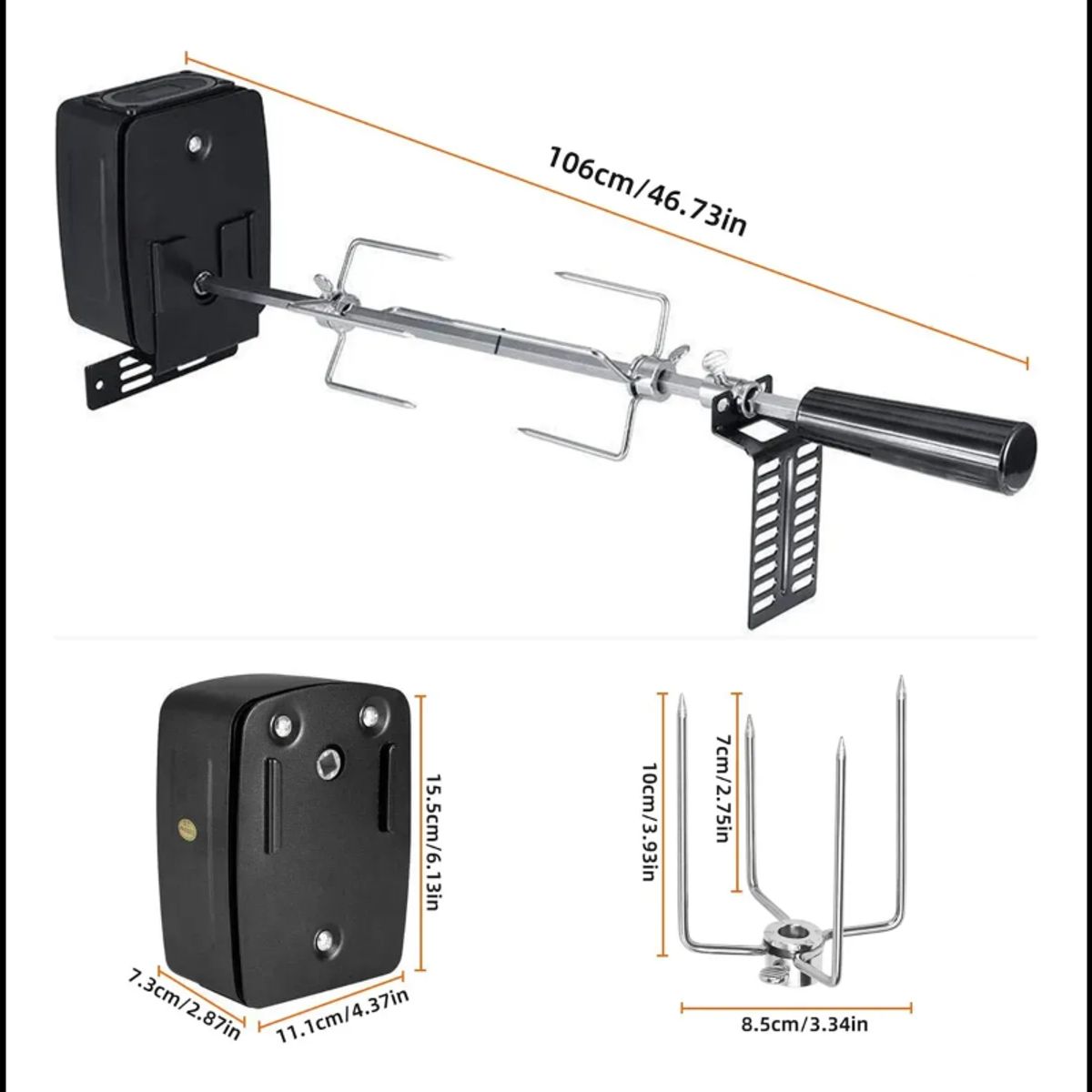 GENERICO - Kit De Asador De Parrilleros Con Motor Electrico 15kg