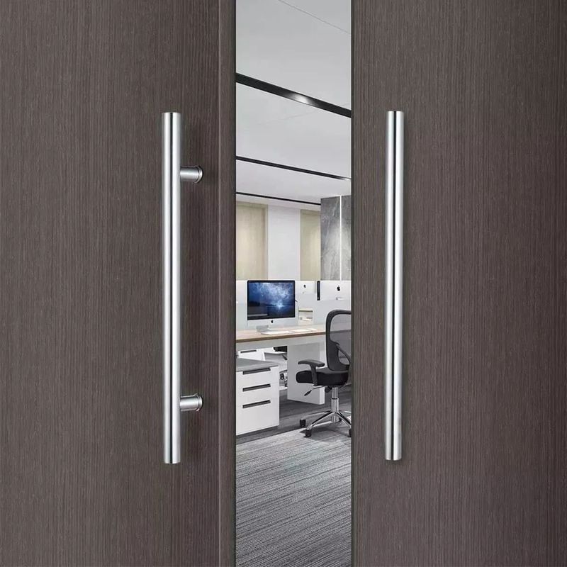GENERICO - Manillon Doble Acero Inoxidable 100 Cm Para Puerta Madera Plateado