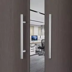 GENERICO - Manillon Doble Acero Inoxidable 100 Cm Para Puerta Madera Plateado
