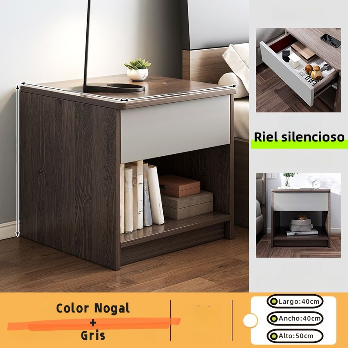 GENERICO - Velador Con Cajón 40x40x50