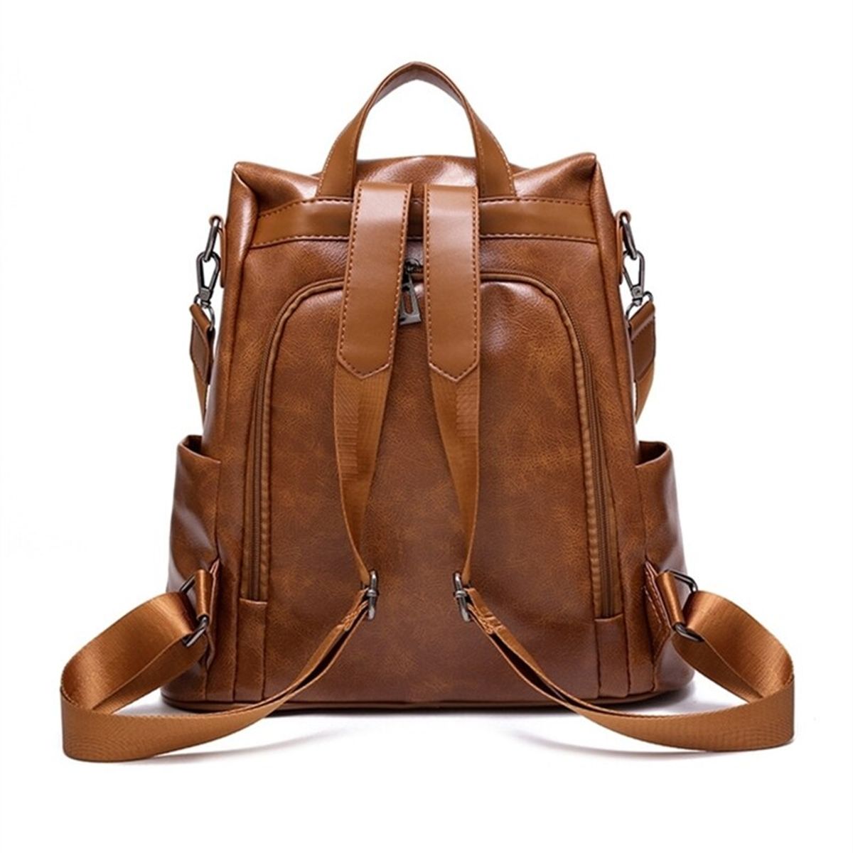 PUREPOWER - Mochila Para Mujer Mochila De Cuero PU De Cera De-Marrón