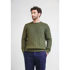 TRIAL - Sweater Hombre Trenzado Phantom Verde