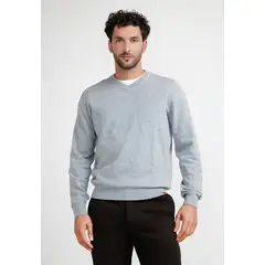 TRIAL - Sweater Hombre Cuello V Parrot Gris Melange