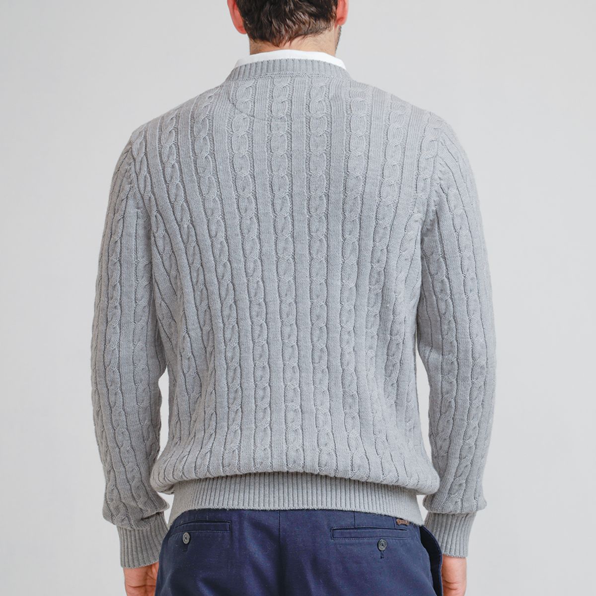 TRIAL - Sweater Hombre Trenzado Phantom Gris Melange