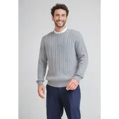 TRIAL - Sweater Hombre Trenzado Phantom Gris Melange