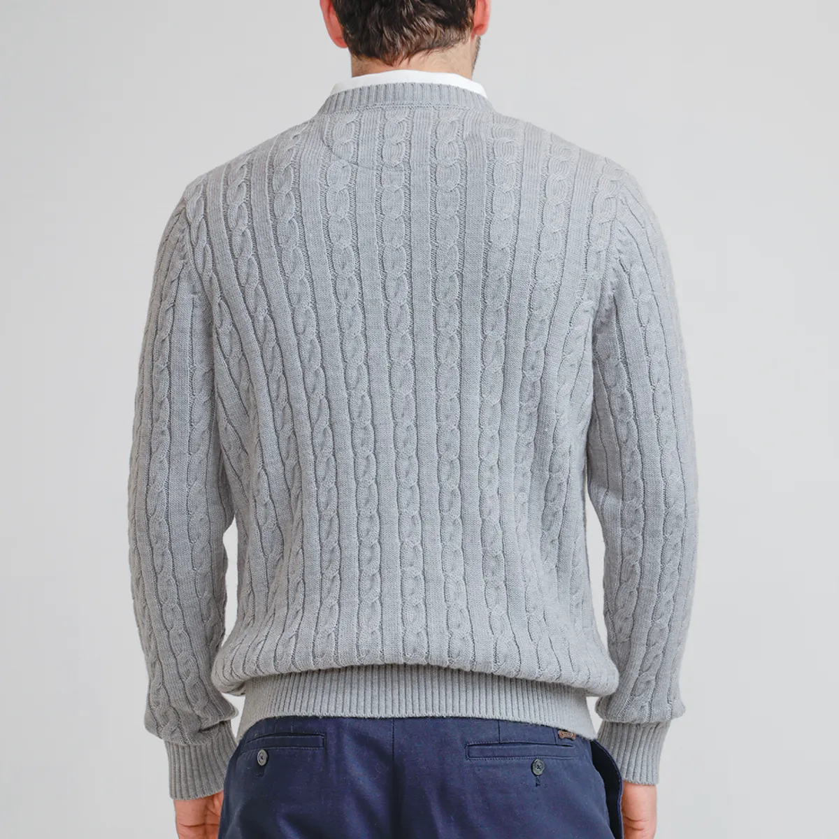 TRIAL - Sweater Hombre Trenzado Phantom Gris Melange