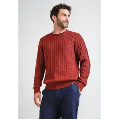 TRIAL - Sweater Hombre Trenzado Phantom Burdeo