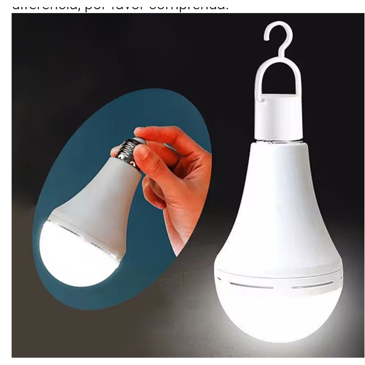 Ampolletas LED Emergencia 12W E27 Recargable Luz Fría X6, marca GENERICO - Foto Principal
