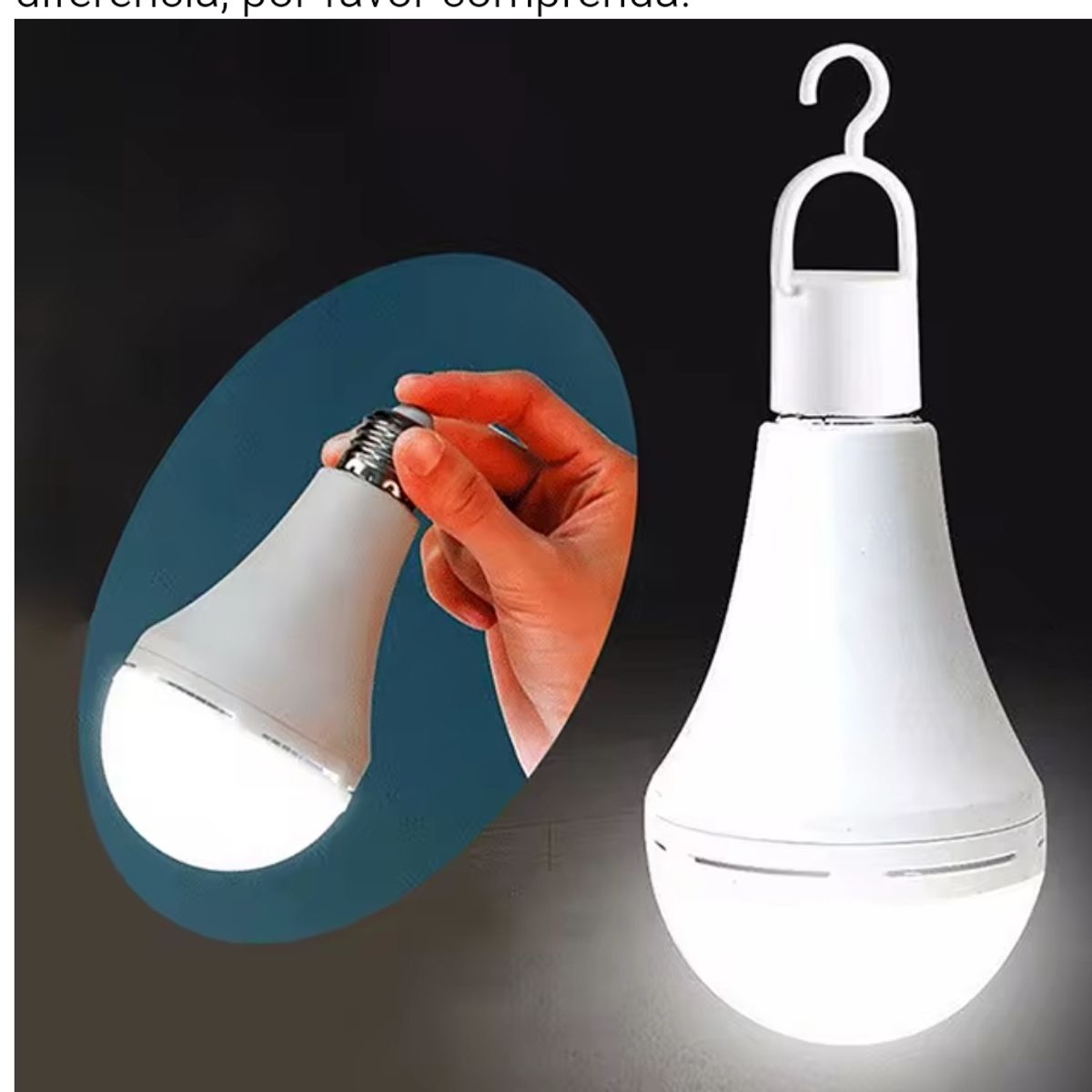 Ampolleta LED de Emergencia 12W E27 Recargable x 3, marca GENERICO - Foto 2