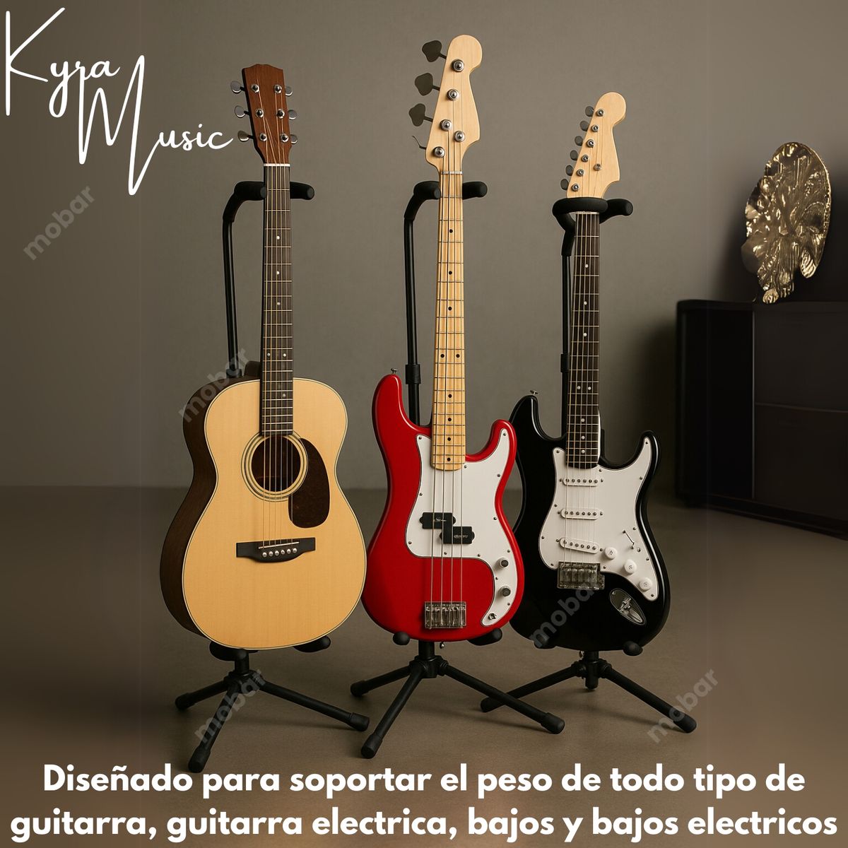 GENERICO - Atril Guitarra Acustica Electrica Bajo Soporte Acolchado Kyra