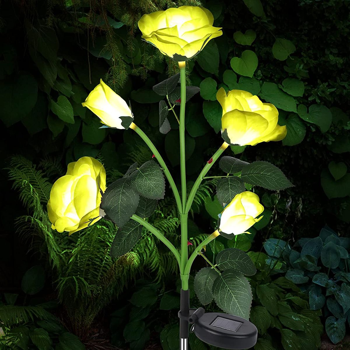 HOME NEAT - Luces LED solares de flores de rosas para exteriores Amarillo