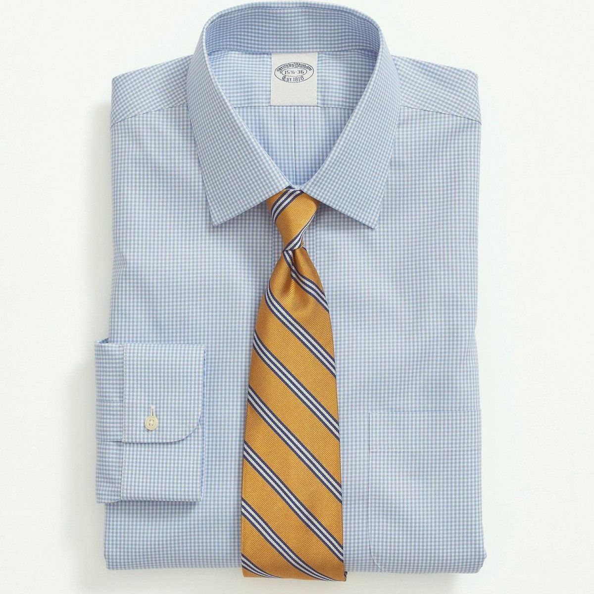 BROOKS BROTHERS - Camisa Hombre Ds Ni Sppt Ain Reg - Gingham Azul Brooks Brothers