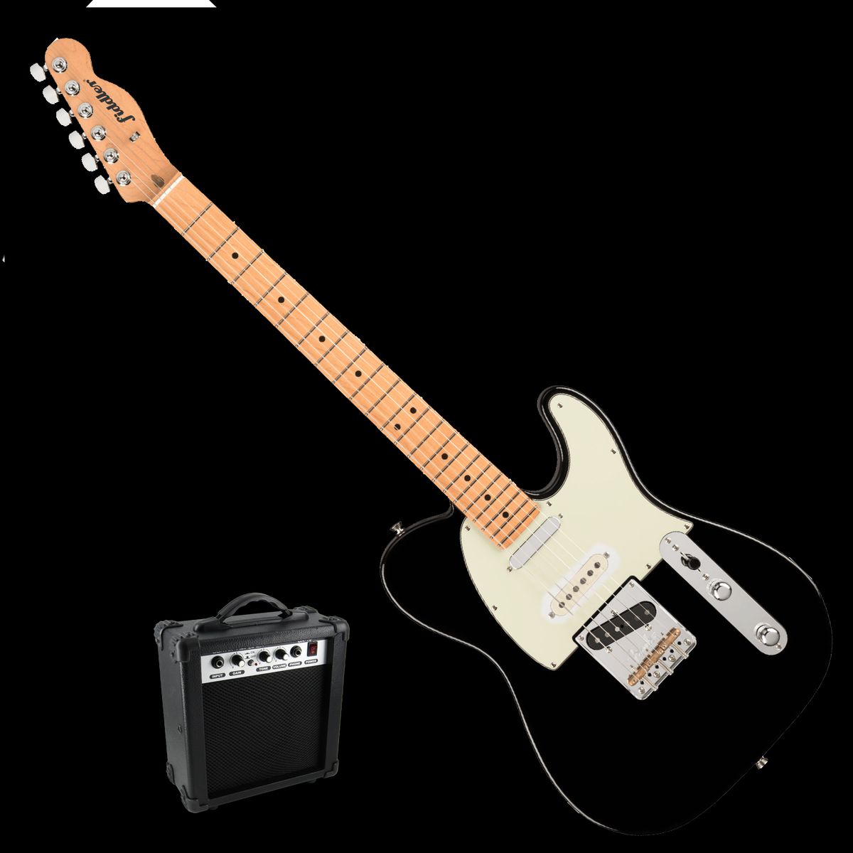 FIDDLER - Guitarra Eléctrica Richards Negra + Amplificador 10w