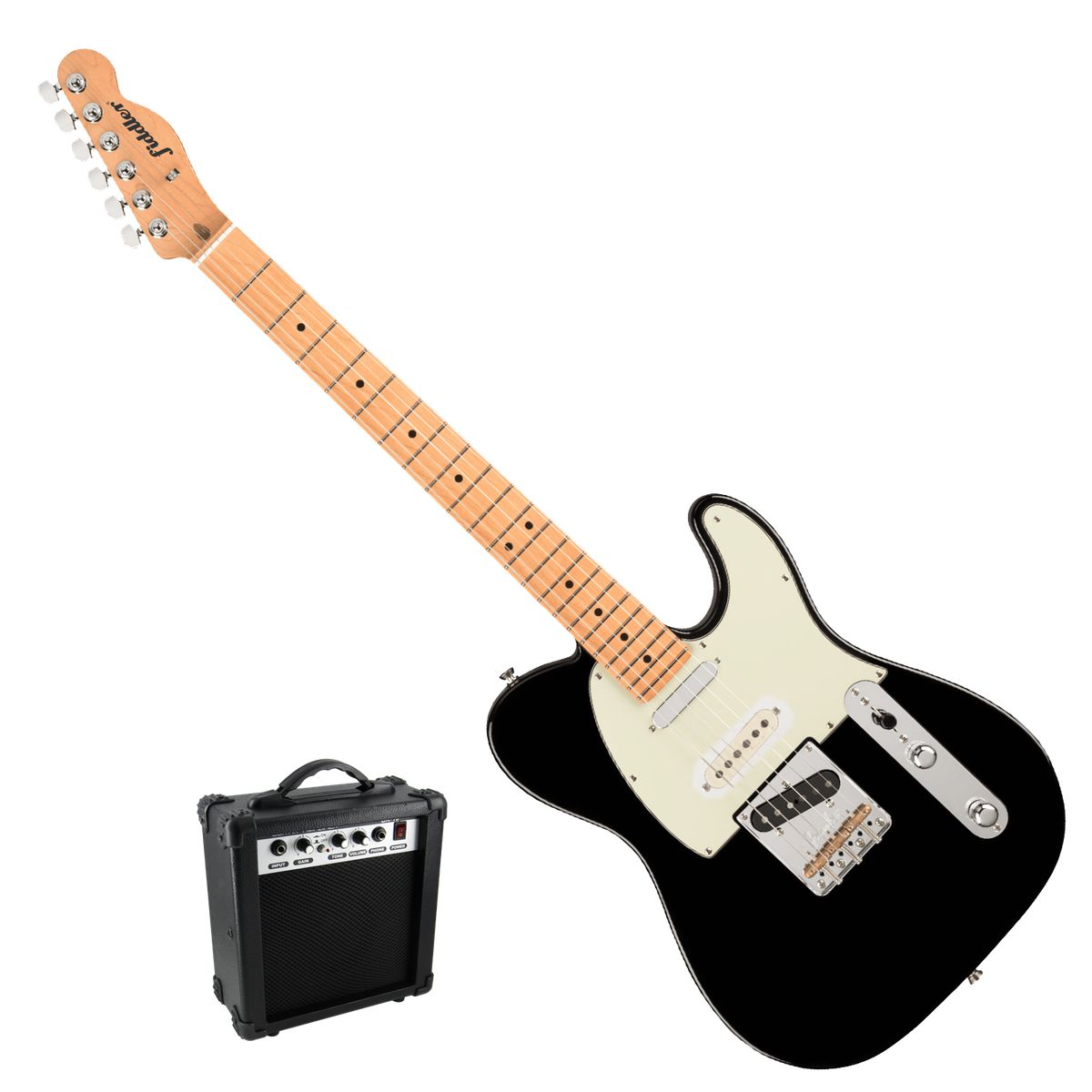 FIDDLER - Guitarra Eléctrica Richards Negra + Amplificador 10w