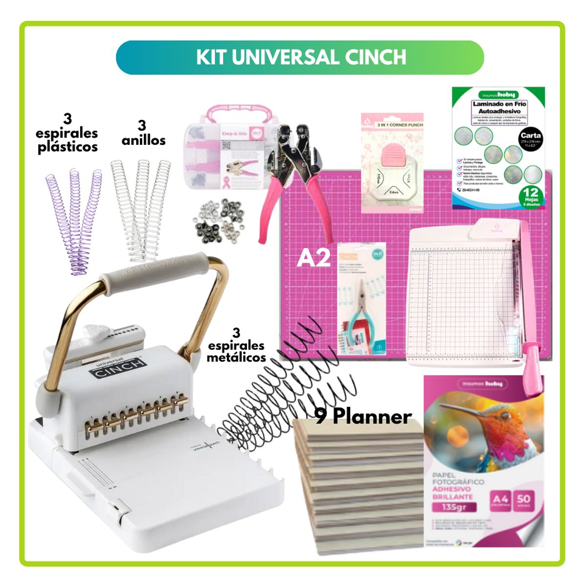 AMERICAN CRAFTS - Encuadernadora UNIVERSAL CINCH + INSUMOS 03