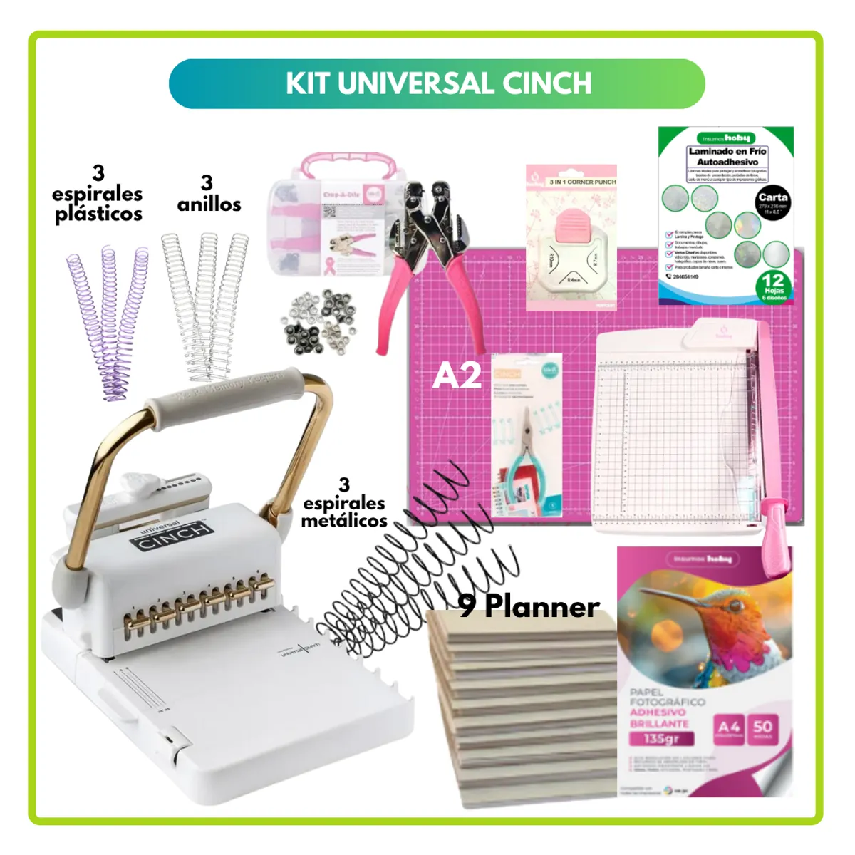 AMERICAN CRAFTS - Encuadernadora UNIVERSAL CINCH + INSUMOS 03