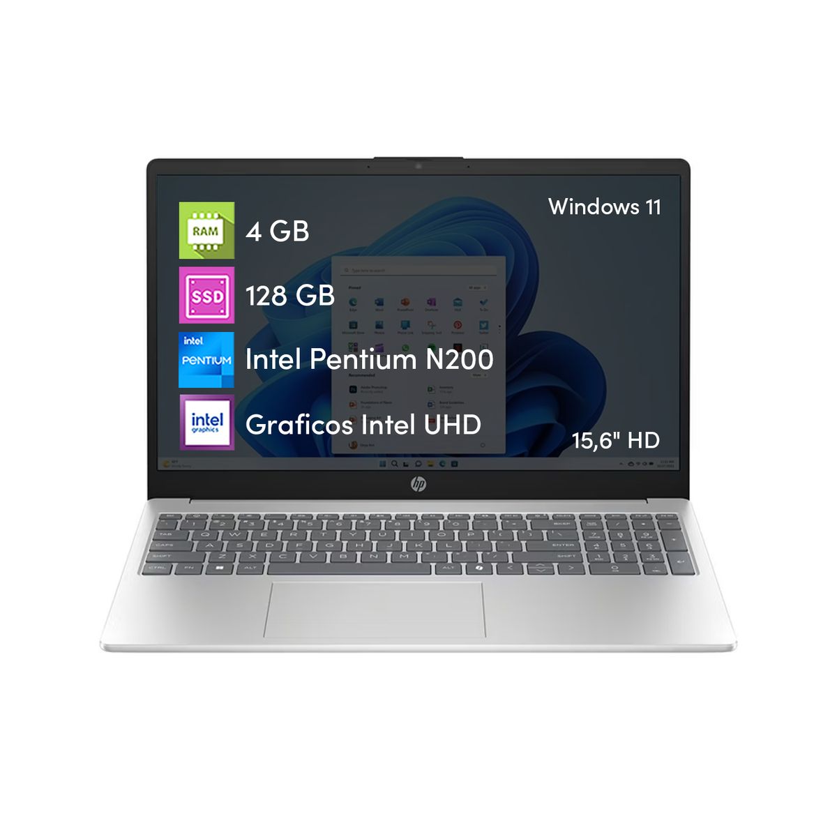 HP - Notebook HP Intel Pentium 4GB 128GB SSD 15,6 Win11