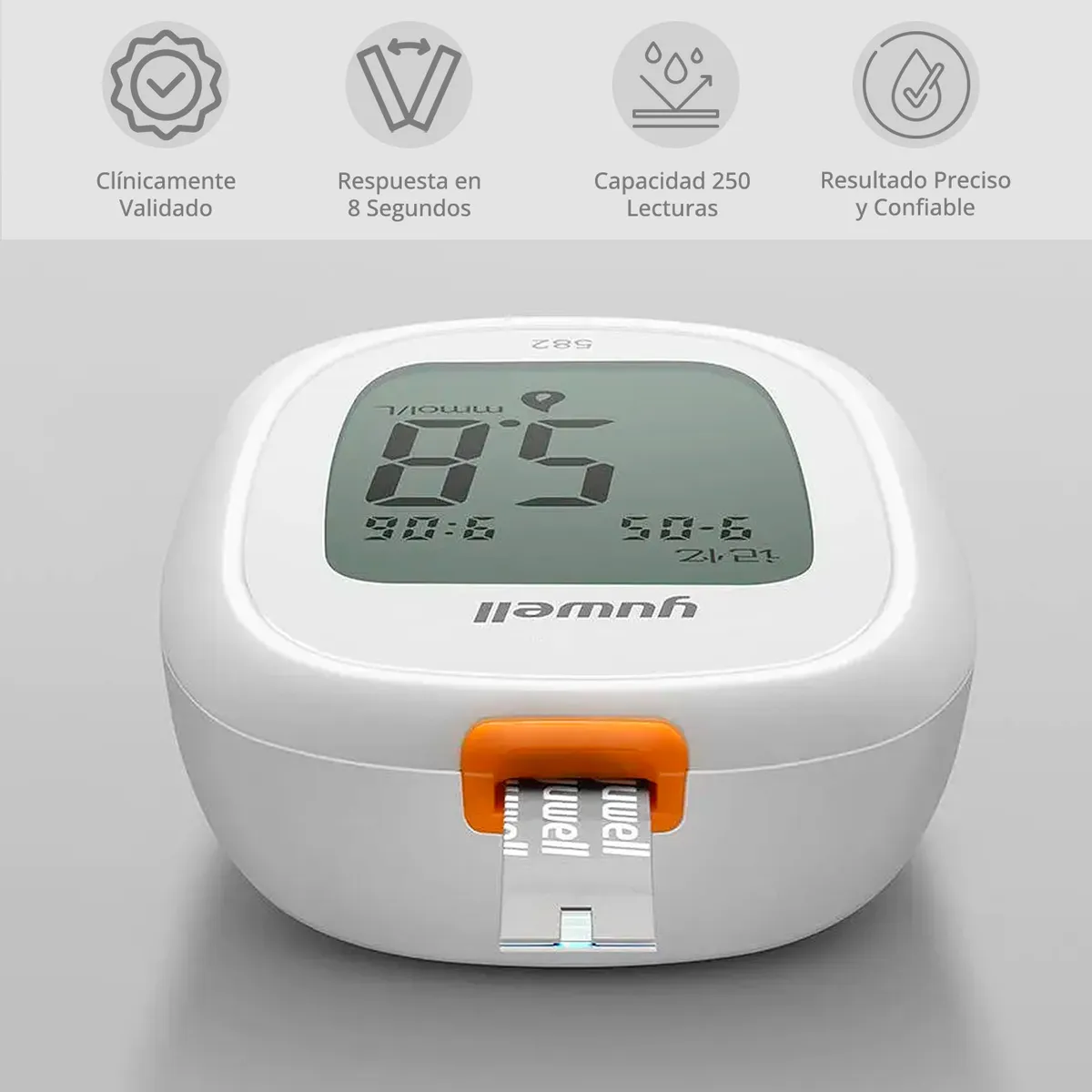 TOPMEDIC - Glucómetro Yuwell 582 Medidor Glucosa Glicemia 50 Cintas 50 Lancetas