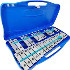 MUNDO MAGIA - Metalófono Cromático 25 Tonos Azul Teclas Metálicas Cromadas