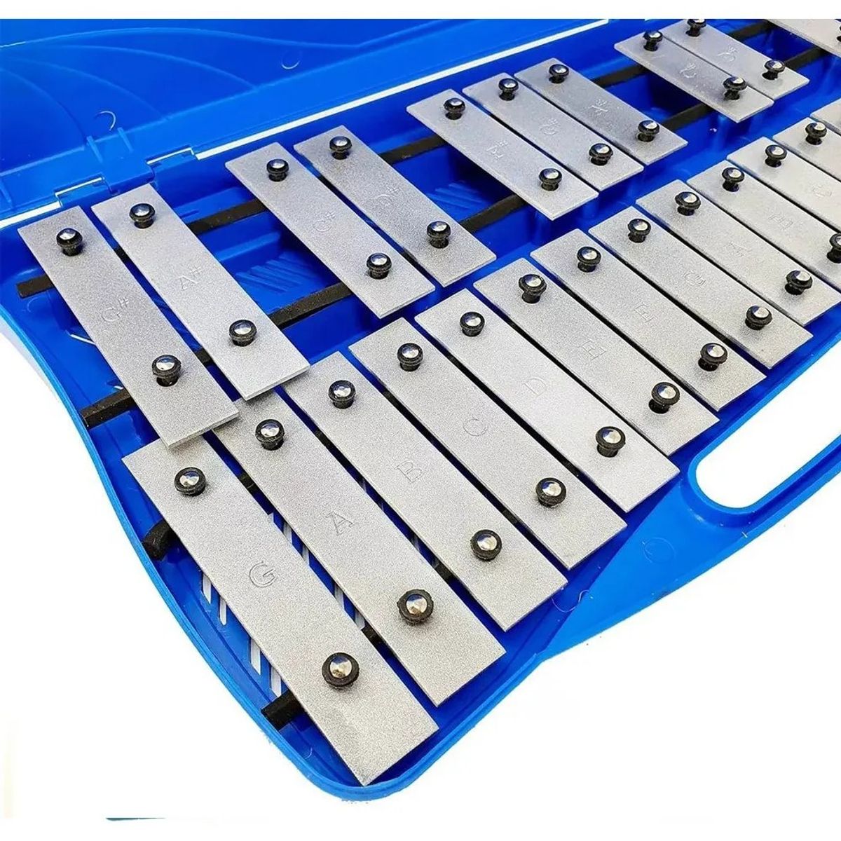 MUNDO MAGIA - Metalófono Cromático 25 Tonos Azul Teclas Metálicas Cromadas