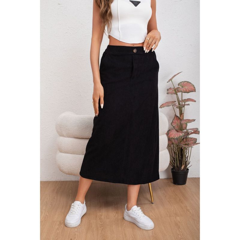 MPROPIA - Falda Larga Mujer Cotelé Full Elasticada Moda 0122
