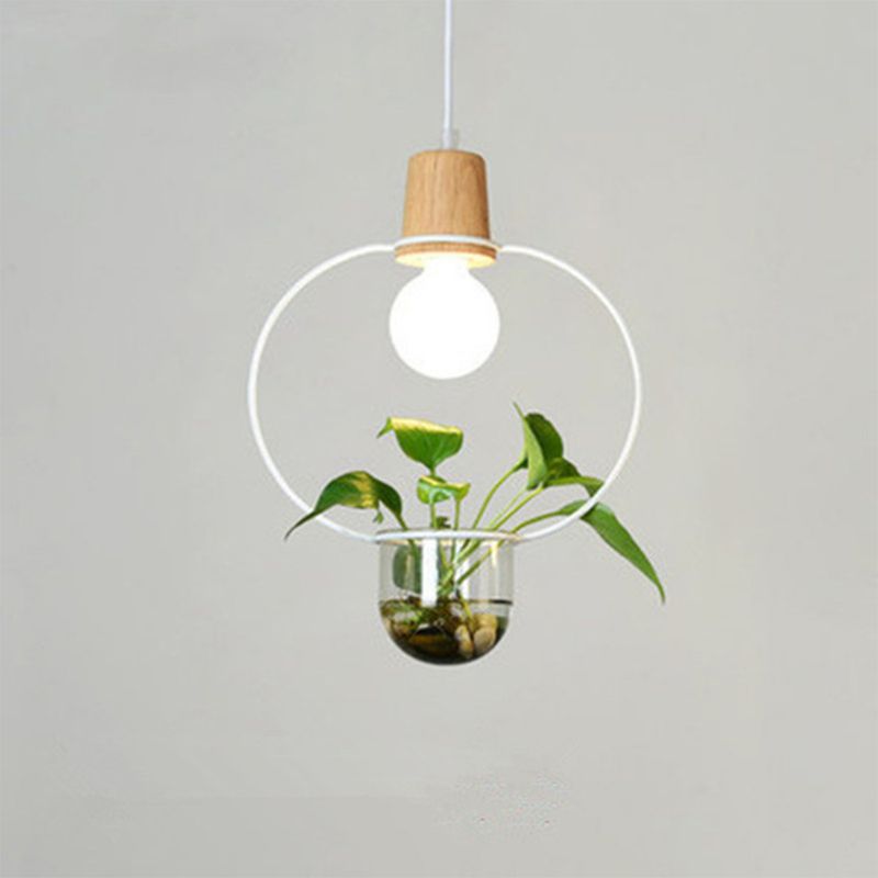 HOME NEAT - Lámpara Colgante de Madera de Planta Moderna E27 - Blanco