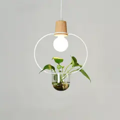 HOME NEAT - Lámpara Colgante de Madera de Planta Moderna E27 - Blanco