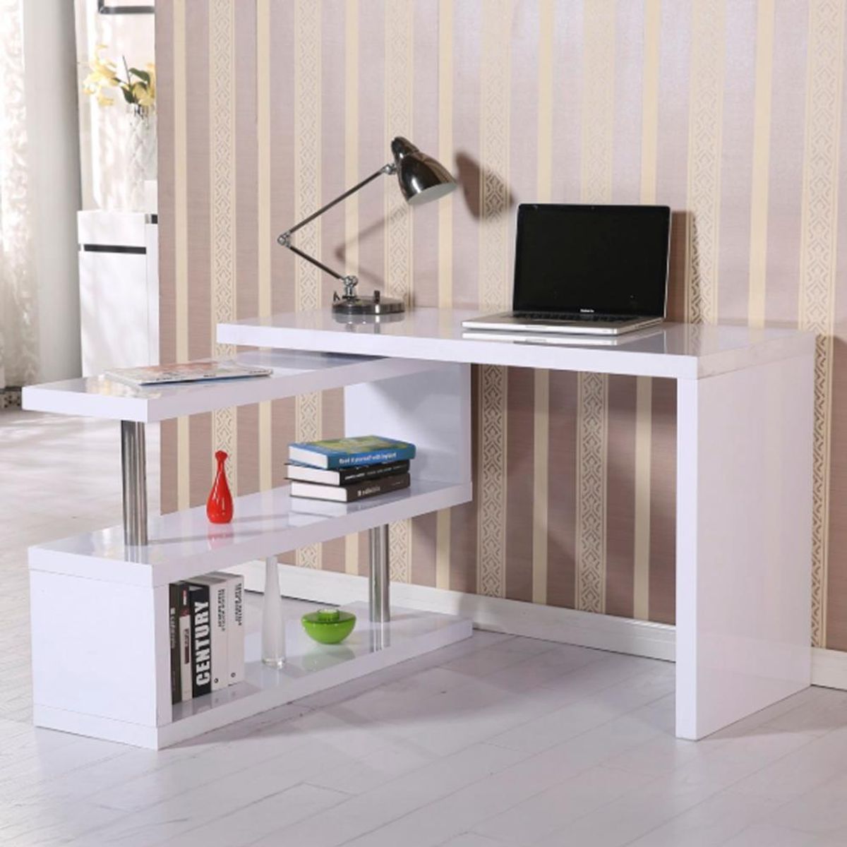 DETODOYMAS - Escritorio moderno en L 1405075cm Chic Home - Blanco