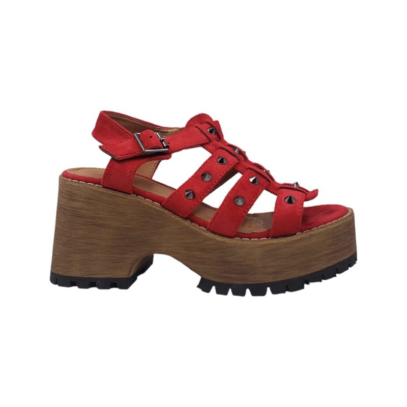HERIEL - Sandalia Roja Tachas Plataforma