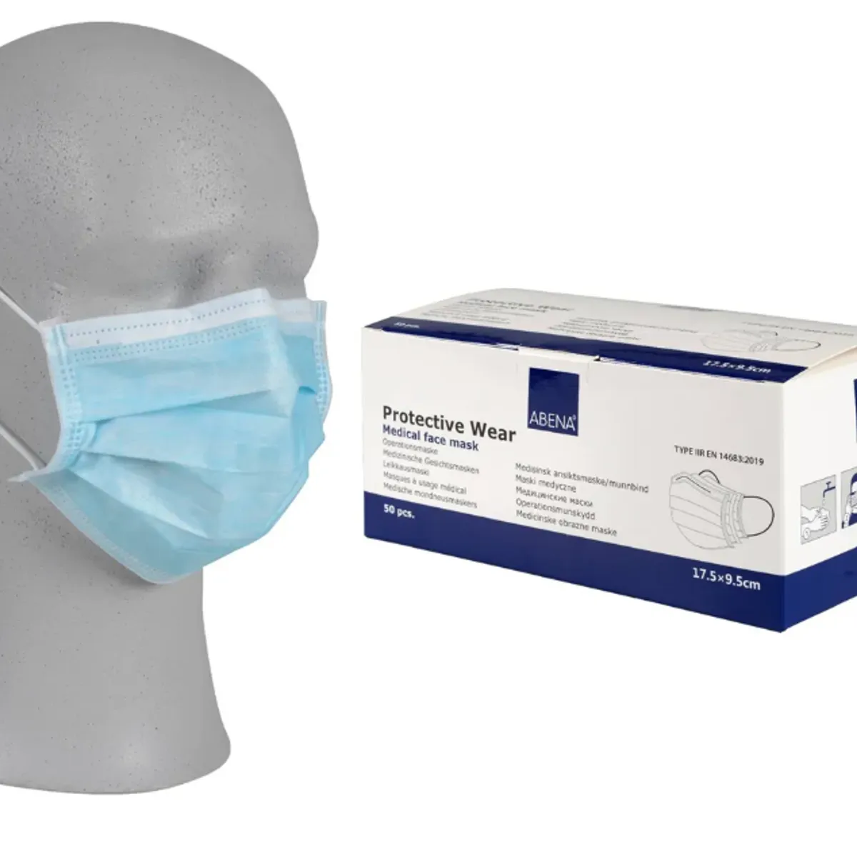 ABENA - Mascarilla Quirurgica Desechable 50 Unidades Certificada Iir