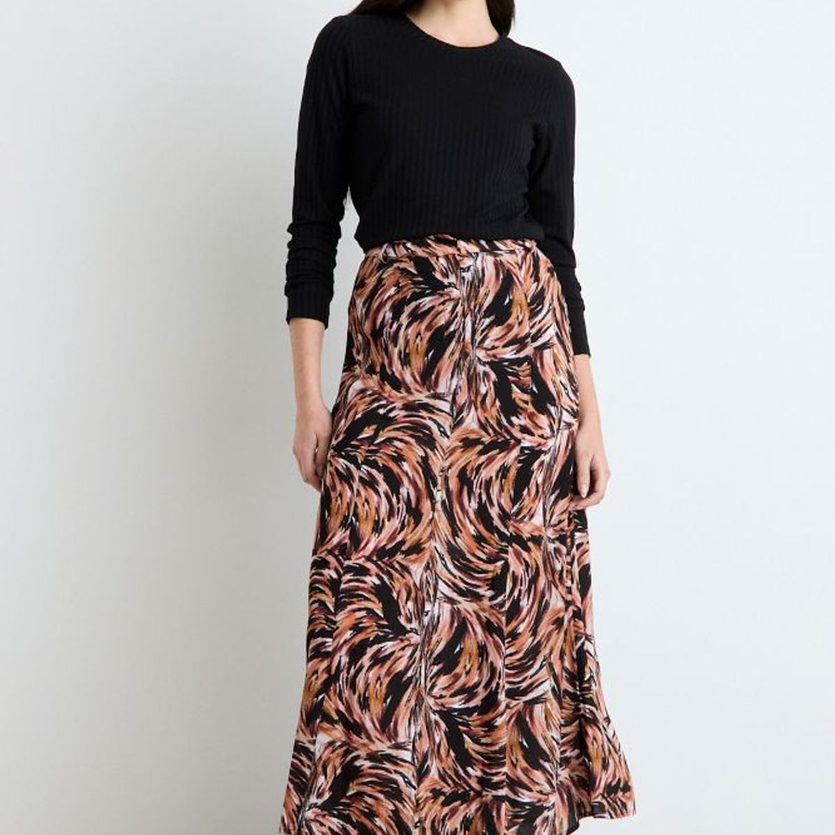 ASH - Falda Larga Fantasia Negra Mujer Ash