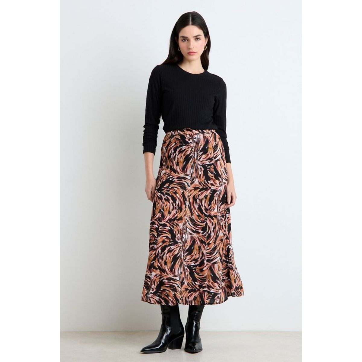 ASH - Falda Larga Fantasia Negra Mujer Ash